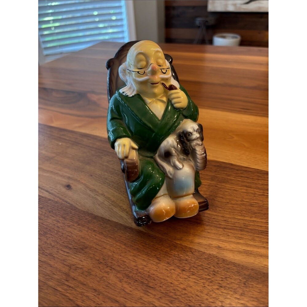 Vintage Old Man Rocking Chair Retirement Fund Piggy Bank